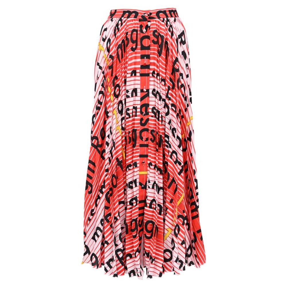 MSGM Logo-All Over Print Midi Skirt in Multicolor Polyester